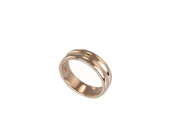 RG 9R INV6 Hand finished ROSE GOLD 'GROOVE' ring Flat profile Size Q