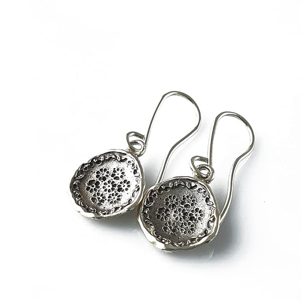 ER ss224 Paisley print hook earrings in Sterling Silver - regular hook
