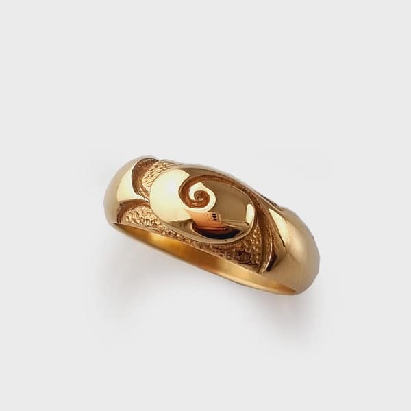RG-319 9ct yellow Gold ' Rip curl -Sea Swirl ' ring Size N