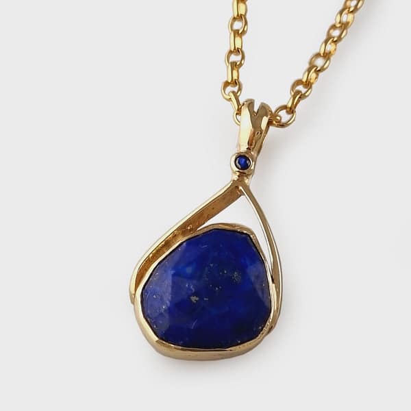 PD 9ct Yellow Gold Lapis Lazuli , Turquoise & Ceylonese Sapphire *ONE OF A KIND * chain additional
