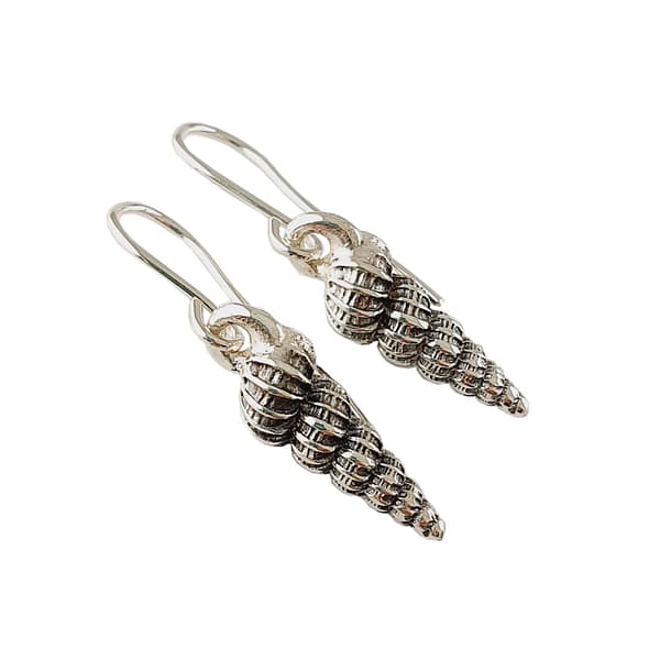ER ss53 Sterling Silver mini TURRET shell earrings- solid