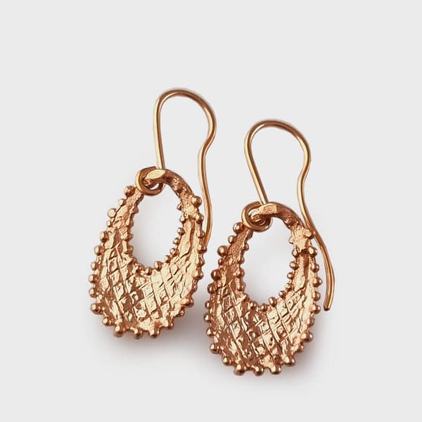 KETE- stylised weave earrings Rose Gold