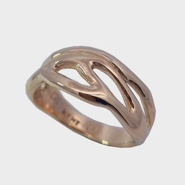 RG 9Y592 Hand finished 9ct YELLOW Gold 'Sea Spray' ring size R