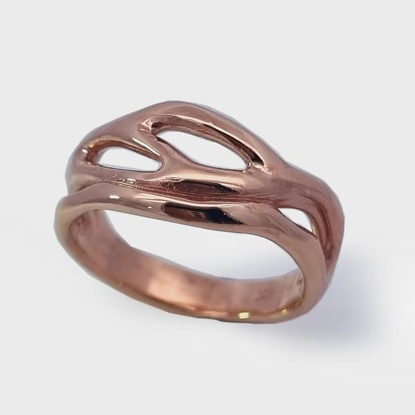 RG 9R592 Hand finished 9ct Rose Gold 'Sea Spray' ring size R