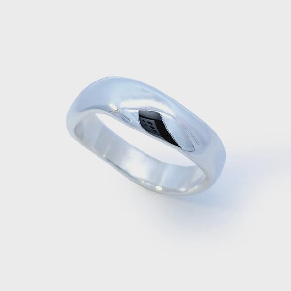 RG ss639 Sterling Silver 7mm WIDE plain contoured band size V.5