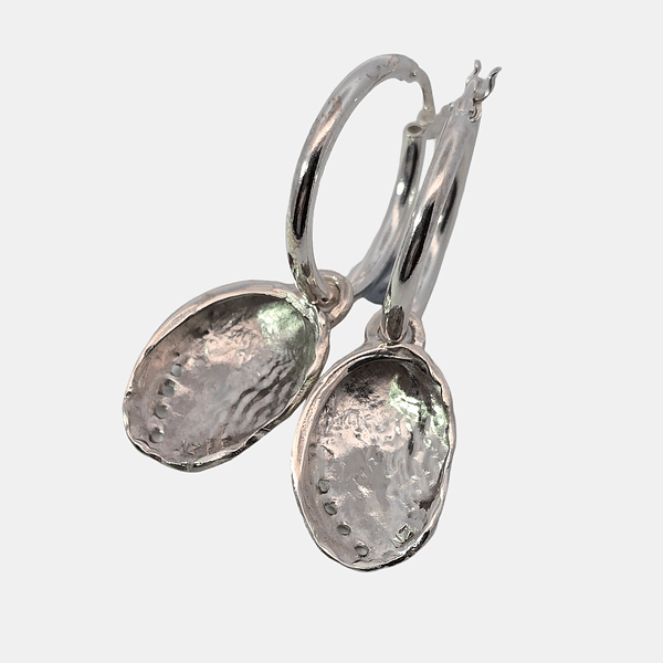 ER ss516 Sterling silver baby Paua shells -reversible on HOOPS