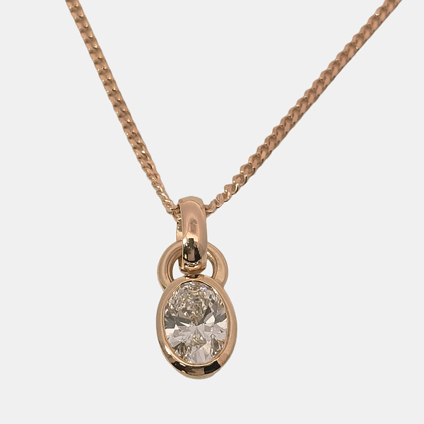 PD 9Y681 Hand finished in 9ct YELLOW Gold large oval 'Cultured' Diamond Droplet' pendant. Chain additional.