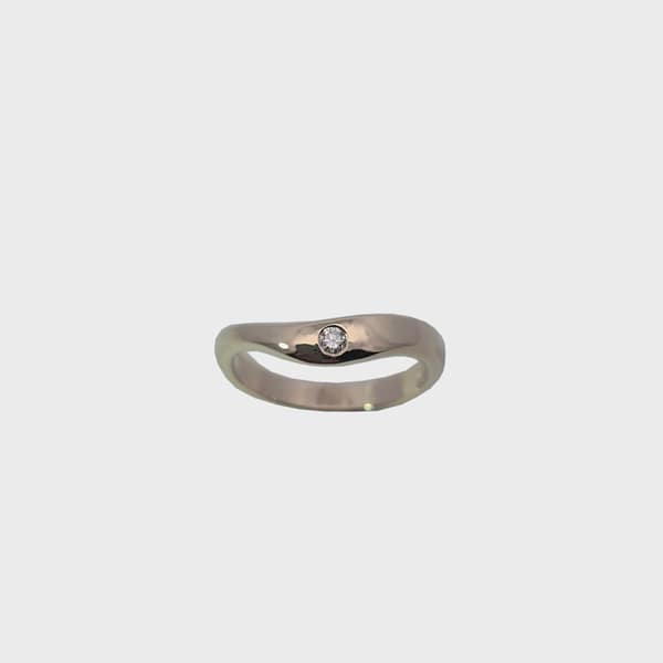 Contoured stylised Wish bone ring & Diamond