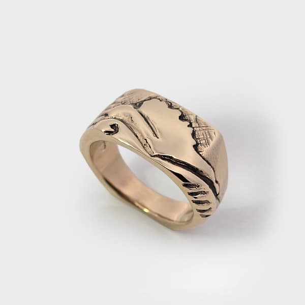 Castle Rock Coromandel New Zealand stylised signet ring in Gold